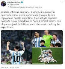 CFK felicitó a la selección por el triunfo
